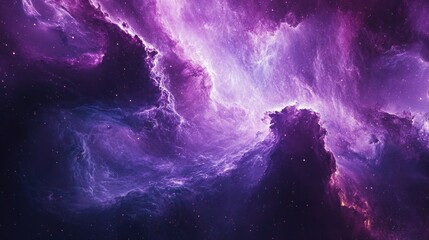 Wall Mural - a purple cosmic landscape with swirling stars and glowing nebulae, creating a mystical and otherworl