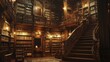 © paukan - Grand Library Interior with Staircase