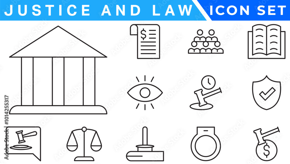 Law and justice line icons collection. Big UI icon set in a flat design ...