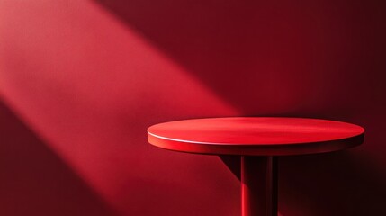 Poster - empty red table on red background. copy space, valentines day