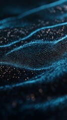 Poster - dynamic blue digital waves with glowing particles, futuristic technology concept
