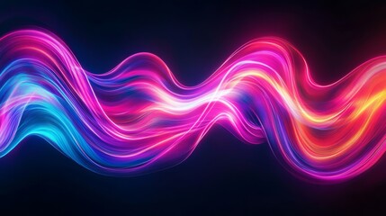 Aufkleber - Colorful abstract light waves on dark background