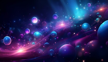 Wall Mural - Abstract space background with orbs