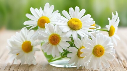 Wall Mural - Fresh chamomile flowers in a rustic vase bring a touch of nature to your countrystyle decor, perfect for any table setting.