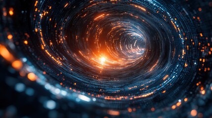 Wall Mural - a swirling, abstract nebula of data, with a single, luminous star at its center, representing a secu