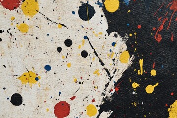 Wall Mural - Expressive, splattered brush texture with random dots and dashes of color across the canvas