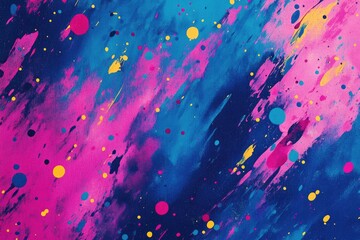 Wall Mural - Expressive, splattered brush texture with random dots and dashes of color across the canvas