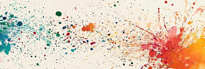 Wall Mural - Expressive, splattered brush texture with random dots and dashes of color across the canvas