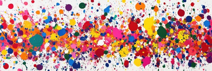 Wall Mural - Expressive, splattered brush texture with random dots and dashes of color across the canvas
