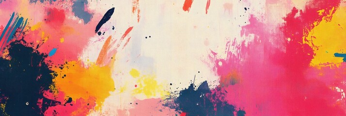 Wall Mural - Expressive, splattered brush texture with random dots and dashes of color across the canvas