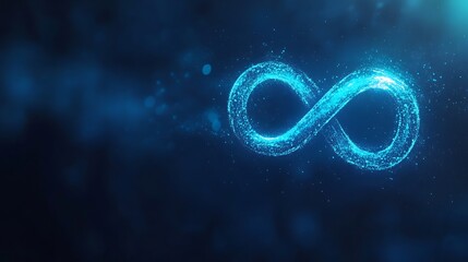 Leinwandbilder - A glowing blue infinity symbol made of particles on a dark blue background.