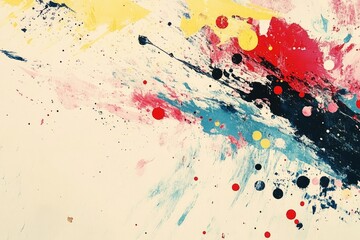 Wall Mural - Expressive, splattered brush texture with random dots and dashes of color across the canvas