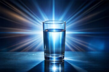 Poster - Illuminated glass of water with dazzling light rays