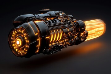 Poster - Simple warp drive engine with soft glowing light and faint energy ripples, in a minimalist style