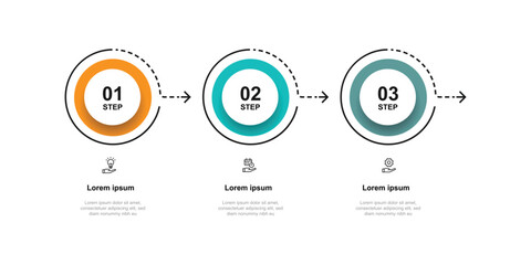 3 slide circle process for business infographic template