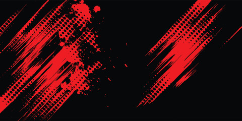 Wall Mural - Black red grunge texture vector background. Old wall. Textured template for design. Embossed painted stucco wall.