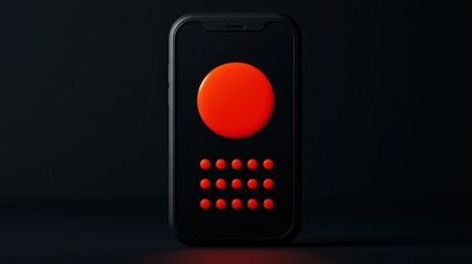 Poster - modern app icon design with orange circle and dots on black smartphone