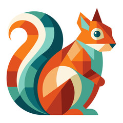 Geometric Squirrel: A playful and colorful geometric illustration of a squirrel, bursting with vibrant hues and intricate patterns. Perfect for nature lovers, design enthusiasts.