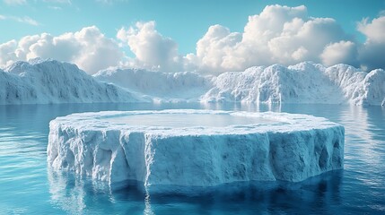 Wall Mural - ice podium background snow winter product platform cold mountain 3d. podium ice display background c