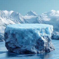 Wall Mural - ice podium background snow winter product platform cold mountain 3d. podium ice display background c