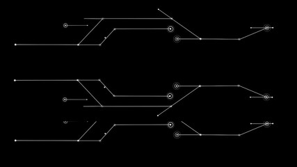 Wall Mural - moving animated straight white lines on black background. disorderly movement. global network connec