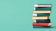 © BOJOShop - Stack of Colorful Books on Teal Background   Education  Knowledge  Learning