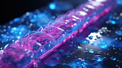 Poster - Abstract liquid composition of pink and blue hues,  with an ethereal glow and a captivating interplay of light and shadow.