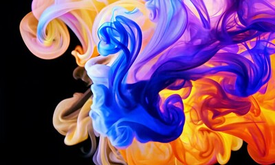 Wall Mural - colorful ink patterns swirling in water create mesmerizing textures.