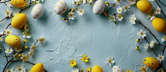 Wall Mural - happy easter banner with egg and bunny design.