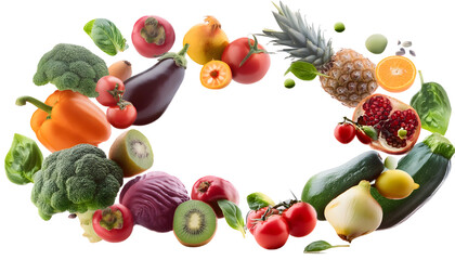  fruits and vegetables isolated