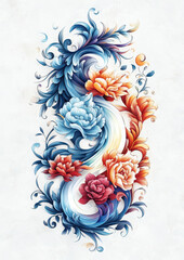 Poster - Colorful floral design with swirling patterns.