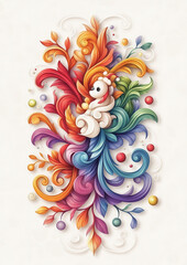 Poster - Colorful ornamental swirl design