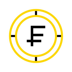 Poster - Swiss franc currency icon. financial coin symbol with modern color outline style. editable stroke illustration.