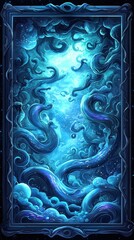 Fototapete - Abstract oceanic wave patterns in blue tones.