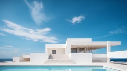 Poster - Contemporary minimalist architecture  sleek structures with clean lines under a clear sky