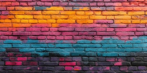 Abstract Brick Wall with Colorful Gradient Layers