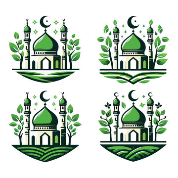 Eco-friendly Mosque Logo set