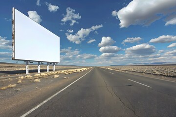 Blank Billboard on a Desert Road