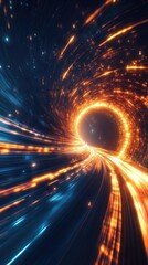 Poster - A mesmerizing tunnel of light swirling with vibrant colors, evoking a sense of motion and wonder in a cosmic dimension.