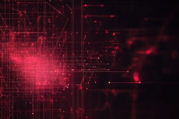 Poster - Abstract digital background featuring red lines and nodes, representing technology, data, and connectivity in a modern aesthetic.