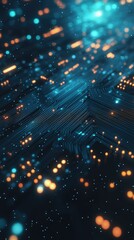 Poster - Abstract representation of futuristic technology with glowing circuits and vibrant lights, ideal for digital themes and innovation.