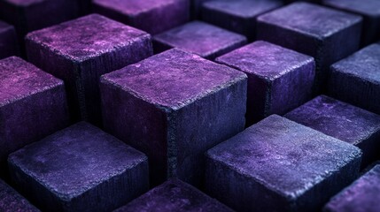 Aufkleber - Purple textured cubes in abstract geometric pattern