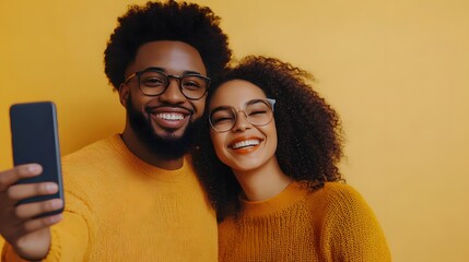 Happy Couple Taking a Selfie with a Smartphone