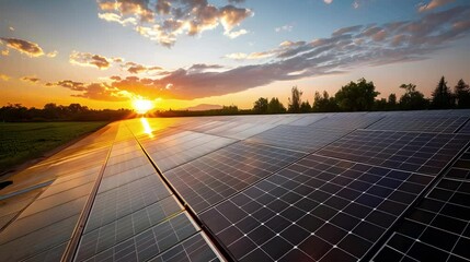 Wall Mural - Solar energy panel on a roof.