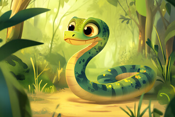 fun walk Snake cartoon character, illustration