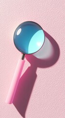 Poster - Magnifying glass with pink handle casting shadow on pink surface