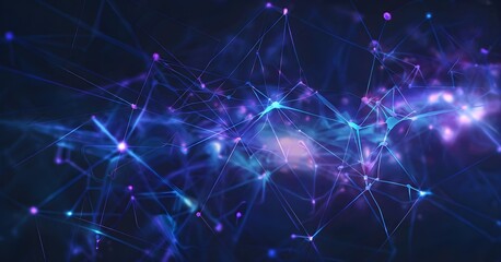 abstract representation of artificial intelligence, with neural network patterns glowing in neon blu