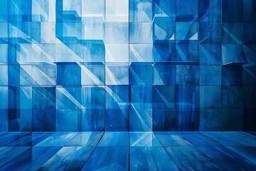 Poster - Abstract blue technology background with glass cubes