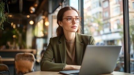 Wall Mural - The Woman with Laptop Focused