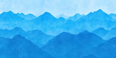 Sticker - Blue mountain background vector. Oriental Luxury landscape background design with watercolor brush texture  